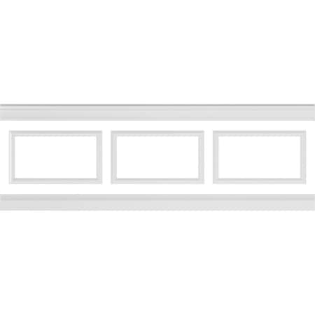 Ekena Millwork 94 1/2"L (Adjustable 32"H to 36"H) Ashford Square Panel Traditional Wainscot Paneling Kit WPKUSQ081P032